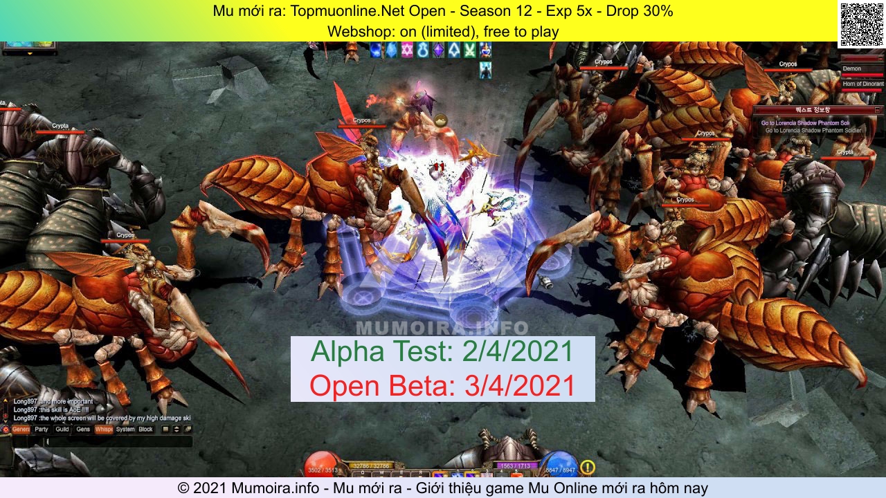 Mu mới ra, Topmuonline.Net Open, topmuonline.net, Mu Online, Mu SS12 mới ra, Mu Test tháng 4 2021, Webshop: on (limited), free to play, Season 12