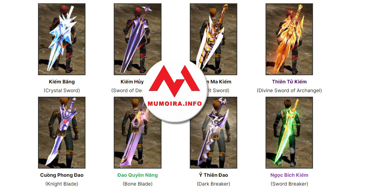 Hướng dẫn các loại Kiếm (Sword) trong game Mu Online - Mumoira.info