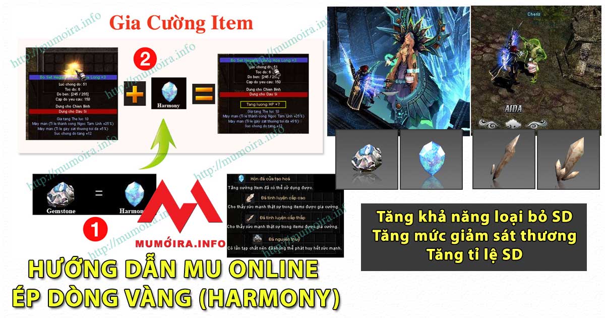 Hướng dẫn ép và nâng cấp dòng vàng Harmony trong game Mu Online