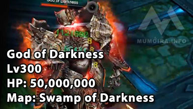 God of Darkness: cấp độ 300, máu 50.000.000, bản đồ Swamp of Darkness