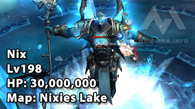 Nix: cấp độ 198, máu 30.000.000, bản đồ Nixie Lake