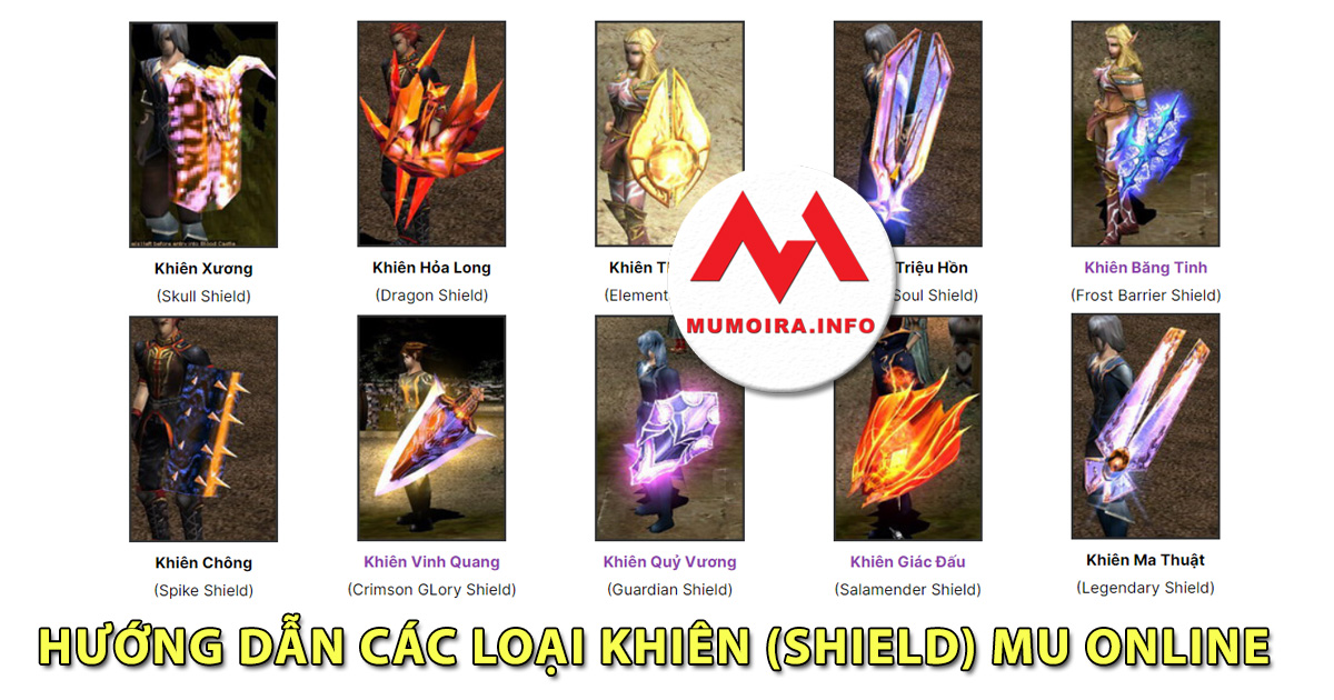 Hướng dẫn các loại Khiên (Shield) trong Mu Online - Mumoira.info